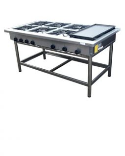 Anafe 6 Quemadores 35x35 cms. con Churrasquera