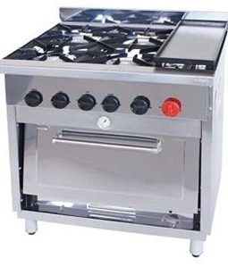Cocina Industrial 4 Quemadores con Horno y Plancha
